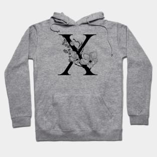 Letter X Monogram - Floral Initial Hoodie